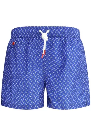 Kiton Badetøj, Herre, Blå, XL, Logoed Badeshorts med Dråbeeffektmønster
