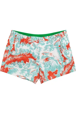Bottega Veneta Badetøj, Herre, Hvid, S, Fjerprint Badeshorts Rød/Blå