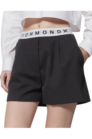 John Richmond Shorts, Dame, Sort, S, Polyester, Sorte shorts med elastik i taljen logo X