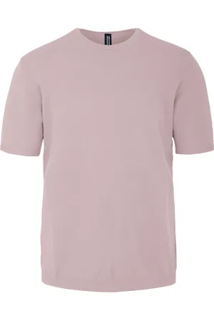 Bomboogie Strik, Herre, Lyserød, S, Bomuld, Kortærmet strikket crew neck pullover i glatstrik