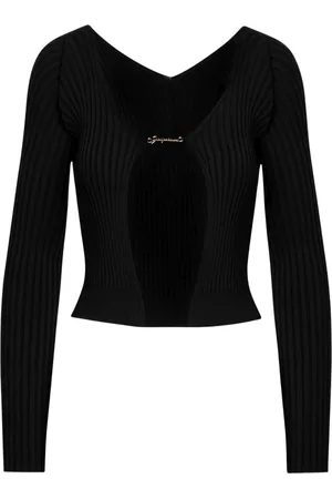 Jacquemus Strik, Dame, Sort, S, Polyester, Kort Cardigan Sweater