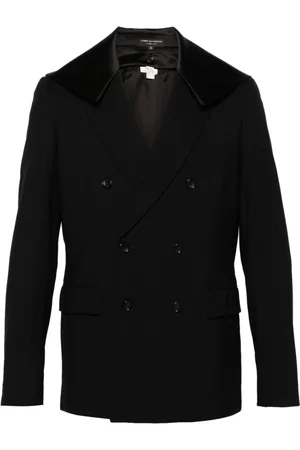Comme des Garçons Jakke, Herre, Sort, M, Uld, Stribet Blazer med Aftagelige Paneler