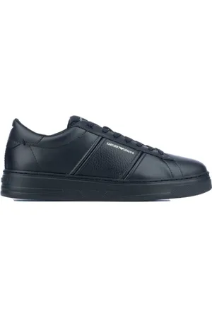 Emporio Armani Sko, Herre, Sort, 42 EU, Læder, Casual Sneakers til hverdagsbrug