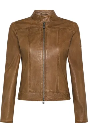 Peuterey Jakke, Dame, Brun, S, Læder, Vintage Biker Læderjakke