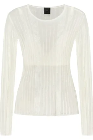 Pinko Top, Dame, Hvid, M, Uld, Hvid Sweatshirt Casual Stilfuld Kvinder