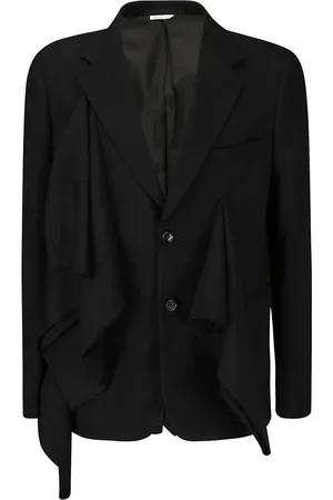 Comme des Garçons Jakkesæt, Herre, Sort, L, Uld, Uldjakke med stofapplikationer