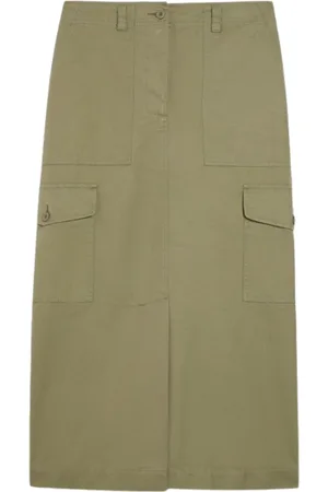 Max Mara Nederdel, Dame, Grøn, S, Bomuld, Cargo Lomme Grøn Canvas Nederdel