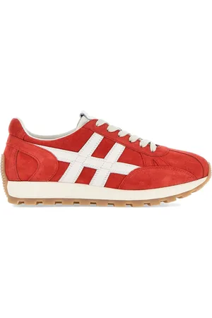 Hogan Sko, Herre, Rød, 41 1/2 EU, Læder, Røde Sneakers i Ruskind med H-Detalje