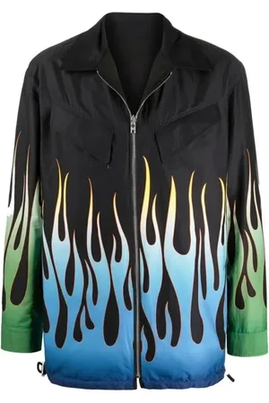 Kenzo Jakke, Herre, Sort, L, Bomuld, Flame Print Reversible Jakke