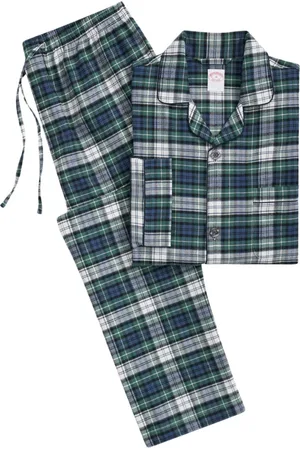 Brooks Brothers Nightwear & Lounge, Herre, Grøn, XL, Bomuld, Grøn Bomuldsflannel Tartan Pyjamas