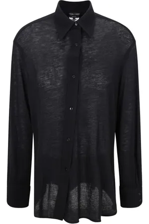 Tom Ford Bluser & Skjorter, Dame, Sort, 3XS, Cashmere, Cashmere Skjorte med Knaplukning
