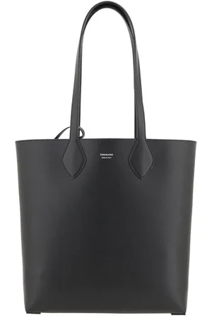 Salvatore Ferragamo Taske, Herre, Sort, ONE SIZE, Læder, Kornet læder tote taske