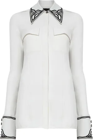Proenza Schouler Bluser & Skjorter, Dame, Hvid, S, Jacquard Strikskjorte med Cloqué Effekt