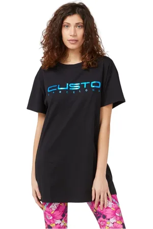 Custo Barcelona Top, Dame, Blå, S, Bomuld, Blå Bomuld Oversize T-shirt Front Print