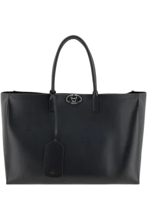 VALENTINO GARAVANI Taske, Herre, Sort, ONE SIZE, Uld, Lædertote skuldertaske med drejelukning