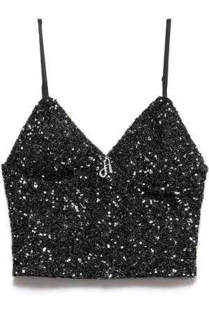 ANIYE BY Top, Dame, Sort, M, Uld, Paillet V-hals top med charm