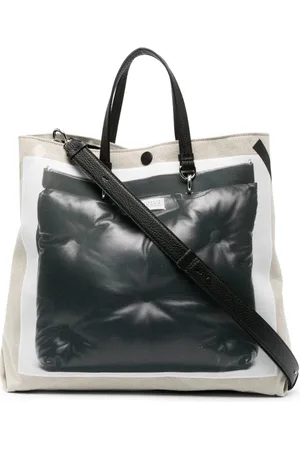 Maison Margiela Taske, Dame, Flerfarvet, ONE SIZE, Uld, Grafisk Print Tote Taske med Håndtag