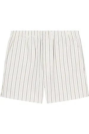 Ami Shorts, Dame, , 2XS, Stribet Hvide Shorts med Sort og Blå