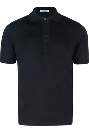 Paolo Pecora Top, Herre, Sort, M, Bomuld, Sort Ribbet Polo Skjorte Silke Bomuld