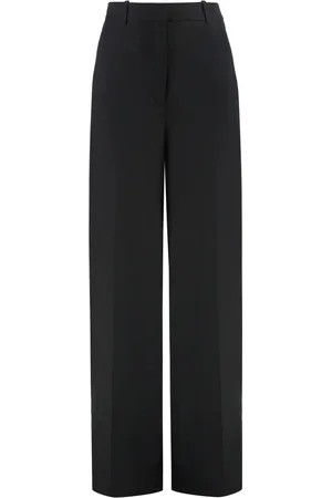 Calvin Klein Bukser, Dame, Sort, L, Linned, Bredbenet Linnedbukser med Elastisk Talje