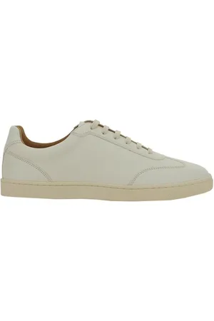 Brunello Cucinelli Sko, Herre, Hvid, 43 1/2 EU, Læder, Læder Sneakers med Spids Tå