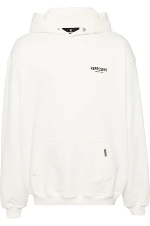 Represent Sweathshirts & Hoodies, Herre, Hvid, M, Bomuld, Logo Print Hættetrøje