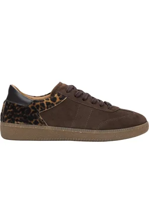 Estro Sko, Dame, Brun, 40 EU, Uld, Kvinders mørkebrune dyreprint sneakers lavet af italiensk ægte velour