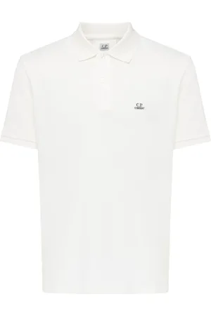 C.P. Company Top, Herre, Hvid, L, Kortærmet Piquet Polo Skjorte