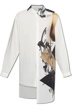 Y-3 Skjorte, Herre, Hvid, M, Asymmetrisk skjorte med print
