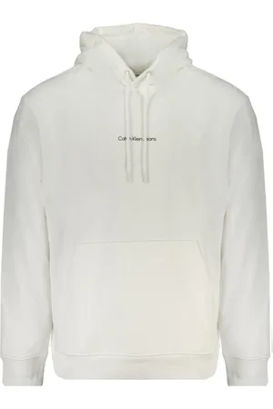 Calvin Klein Sweathshirts & Hoodies, Herre, Hvid, 2XL, Bomuld, Hættetrøje Hvid Langærmet