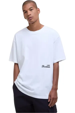 Barbour Top, Herre, Hvid, L, Bomuld, Oversized Grafisk Tee Hvid-S