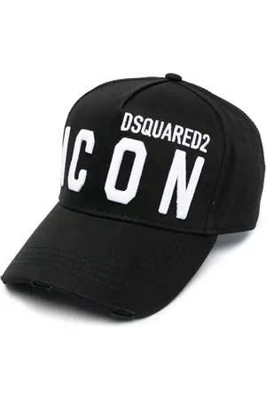 Dsquared2 Tilbehør, Herre, Sort, ONE SIZE, Bomuld, Sort Hat med Broderet Logo