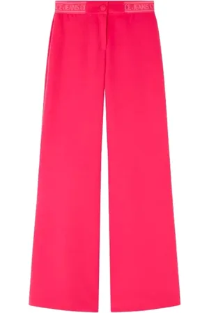VERSACE Bukser, Dame, Lyserød, L, Polyester, Bred Ben Fuchsia Bukser