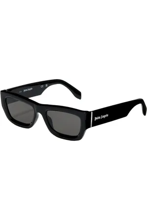 Palm Angels Tilbehør, unisex, Sort, 53 MM, Firkantet Sorte Solbriller med Hvidt Logo