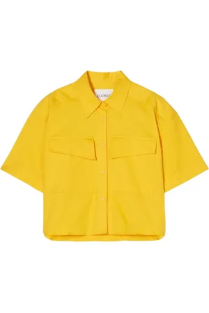 Closed Bluser & Skjorter, Dame, Gul, XS, Bomuld, Bomuldspoplin Kort Bluse A-Line Stil