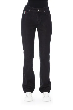 BALDININI Jeans, Dame, Sort, W30, Denim, Moderne Regular Jeans med Logo Knap