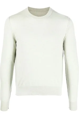 Maison Margiela Strik, Herre, Grøn, M, Cashmere, Kashmir Crew-Neck Jumper i Lyse Beige