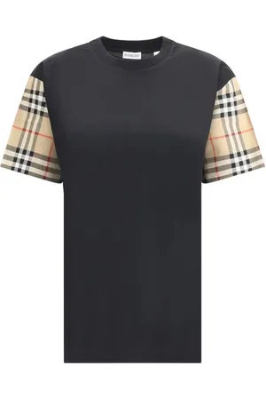 Burberry Top, Dame, Sort, M, Bomuld, Arkiv Check Bomuld T-shirt