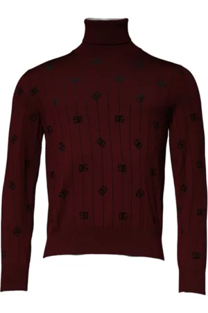 Dolce & Gabbana Strik, Herre, Brun, M, Uld, Monogram Strik Turtleneck Sweater