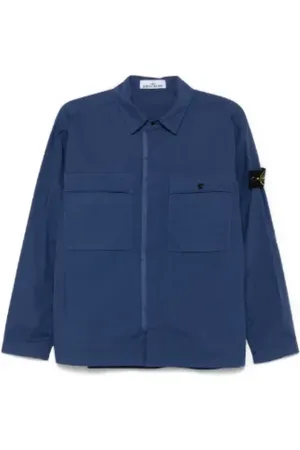 Stone Island Jakke, Herre, Blå, L, Marineblå Kompasjakke Trykknaplukning