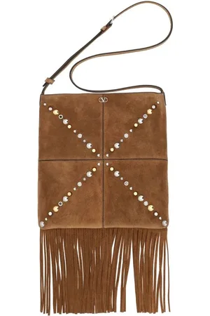 VALENTINO GARAVANI Taske, Herre, Brun, ONE SIZE, Uld, Nitter Læder Skuldertaske
