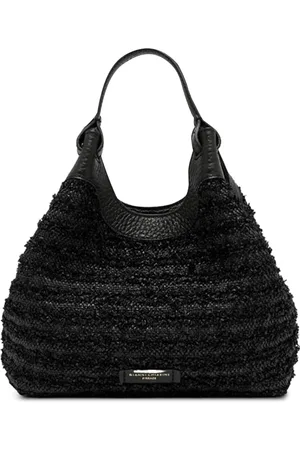 Gianni chiarini Taske, Dame, Sort, ONE SIZE, Læder, Vævet Straw Tote med Læderdetaljer