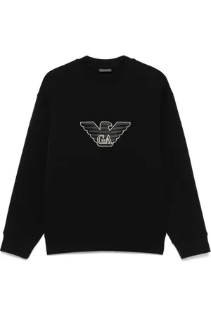 Emporio Armani Sweathshirts & Hoodies, Herre, Sort, M, Sort Crew Neck Sweater