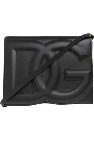 Dolce & Gabbana Taske, Dame, Sort, ONE SIZE, Uld, Læder skuldertaske med logo