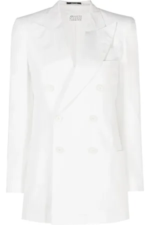 Maison Margiela Jakke, Dame, Hvid, XS, Bomuld, Hvid Bomuld Blazer Dobbelt-Breasted