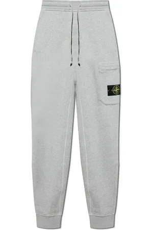 Stone Island Bukser, Herre, Grå, XL, Bomuld, Sweatpants med aftagelig lap