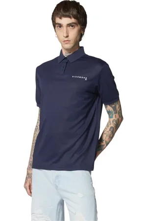 John Richmond Top, Herre, Blå, S, Bomuld, Polo med broderet logo
