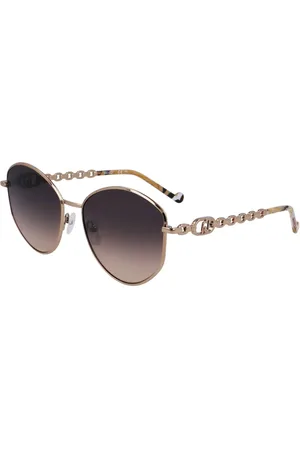 Liu Jo Tilbehør, Dame, Gul, 57 MM, Uld, Guld Stel Solbriller Brune Gradient Linser