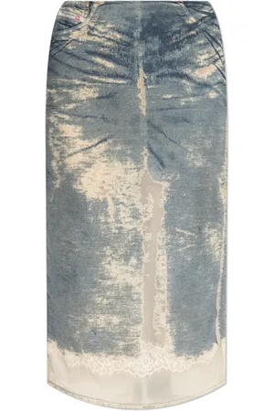 Diesel Nederdel, Dame, Blå, W28, Uld, Midi Nederdel