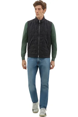 Boglioli Jakke, Herre, Blå, XL, Linned, Quiltet Linned Gilet